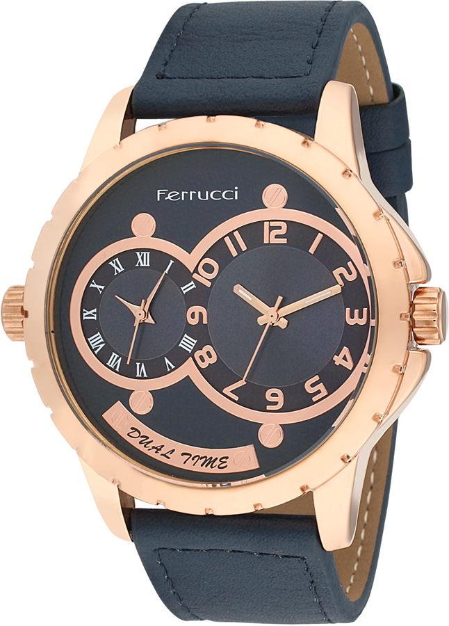 Ferrucci Dual Time Leather Band